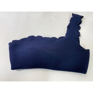 Molybell Womens Bikini Swimsuit Size MEDIUM Top One Shoulder Navy Blue Scallop